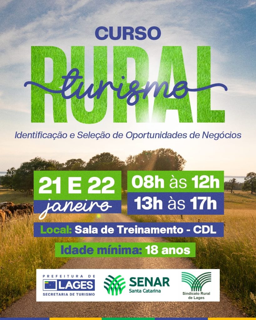 Inscrições seguem abertas para o curso “Turismo Rural”