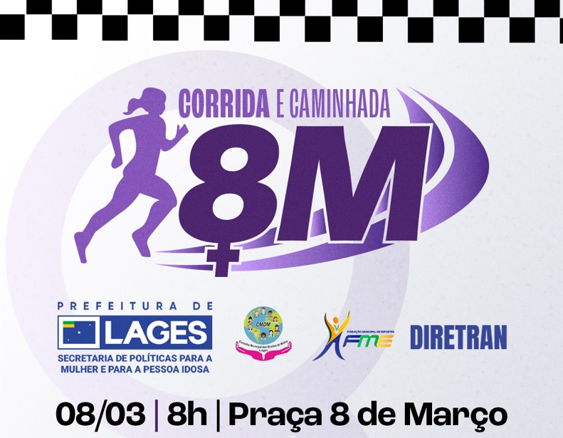 Evento “Corrida e Caminhada 8M”, alusivo ao Dia Internacional da Mulher, tem novo horário de realização